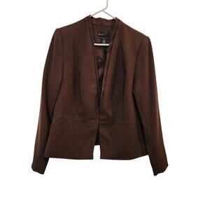 Lane Bryant Brown Hook & Eye Textured Tailored Stretch Blazer Jacket Size 16